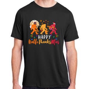 Hallothanksmas Bigfoot Halloween Thanksgiving Christmas Adult ChromaSoft Performance T-Shirt