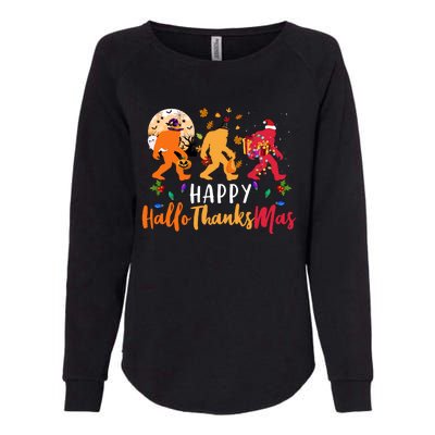 Hallothanksmas Bigfoot Halloween Thanksgiving Christmas Womens California Wash Sweatshirt