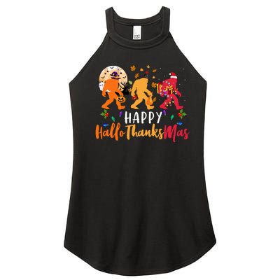 Hallothanksmas Bigfoot Halloween Thanksgiving Christmas Women’s Perfect Tri Rocker Tank