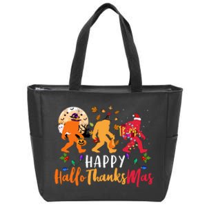 Hallothanksmas Bigfoot Halloween Thanksgiving Christmas Zip Tote Bag