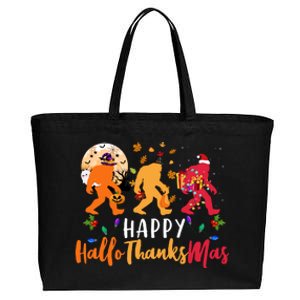 Hallothanksmas Bigfoot Halloween Thanksgiving Christmas Cotton Canvas Jumbo Tote