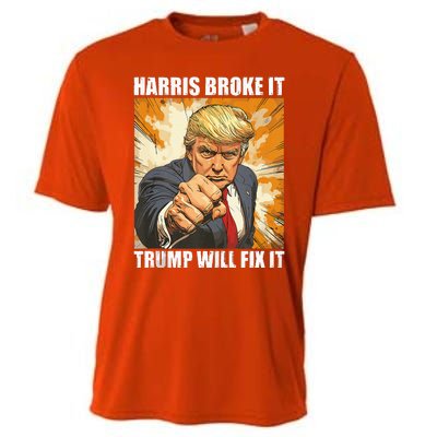 Harris Broke It Trump Will Fix It Donald Trump Cooling Performance Crew T-Shirt