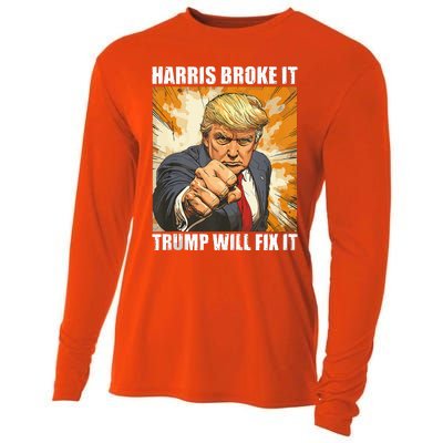 Harris Broke It Trump Will Fix It Donald Trump Cooling Performance Long Sleeve Crew