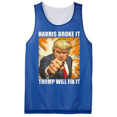 Harris Broke It Trump Will Fix It Donald Trump Mesh Reversible Basketball Jersey Tank