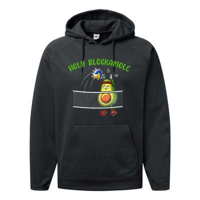 Holy Blockamole I Volleyball Avocado Food Lover Funny Performance Fleece Hoodie