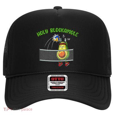 Holy Blockamole I Volleyball Avocado Food Lover Funny High Crown Mesh Back Trucker Hat