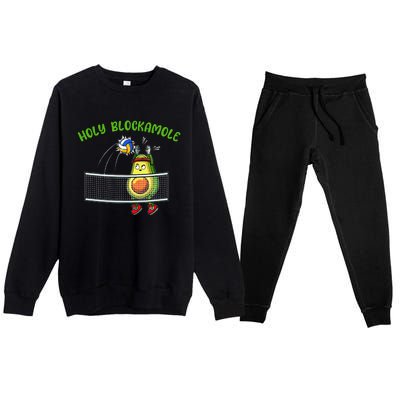 Holy Blockamole I Volleyball Avocado Food Lover Funny Premium Crewneck Sweatsuit Set