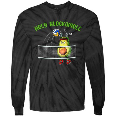 Holy Blockamole I Volleyball Avocado Food Lover Funny Tie-Dye Long Sleeve Shirt