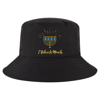 Hanukkah Believe In Miracles Menorah Lit Jewish Faith Latke Cool Comfort Performance Bucket Hat