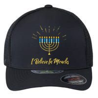 Hanukkah Believe In Miracles Menorah Lit Jewish Faith Latke Flexfit Unipanel Trucker Cap