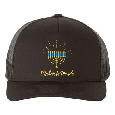 Hanukkah Believe In Miracles Menorah Lit Jewish Faith Latke Yupoong Adult 5-Panel Trucker Hat