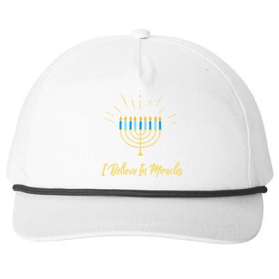 Hanukkah Believe In Miracles Menorah Lit Jewish Faith Latke Snapback Five-Panel Rope Hat