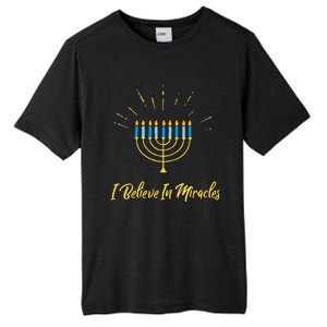 Hanukkah Believe In Miracles Menorah Lit Jewish Faith Latke Tall Fusion ChromaSoft Performance T-Shirt