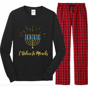 Hanukkah Believe In Miracles Menorah Lit Jewish Faith Latke Long Sleeve Pajama Set