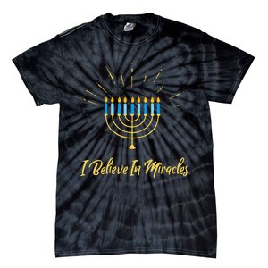 Hanukkah Believe In Miracles Menorah Lit Jewish Faith Latke Tie-Dye T-Shirt