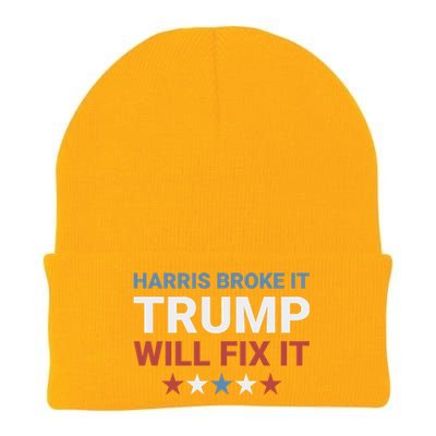 Harris Broke It Trump Will Fix It Kamala Broke It Trump 2024 Knit Cap Winter Beanie