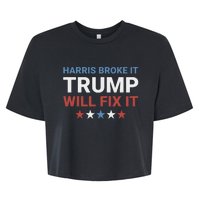 Harris Broke It Trump Will Fix It Kamala Broke It Trump 2024 Bella+Canvas Jersey Crop Tee