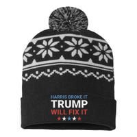 Harris Broke It Trump Will Fix It Kamala Broke It Trump 2024 USA-Made Snowflake Beanie