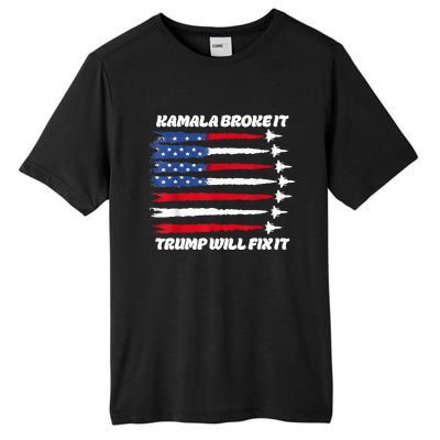 Harris Broke It Trump Will Fix It Kamala Broke It Trump 2024 Tall Fusion ChromaSoft Performance T-Shirt