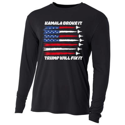 Harris Broke It Trump Will Fix It Kamala Broke It Trump 2024 Cooling Performance Long Sleeve Crew