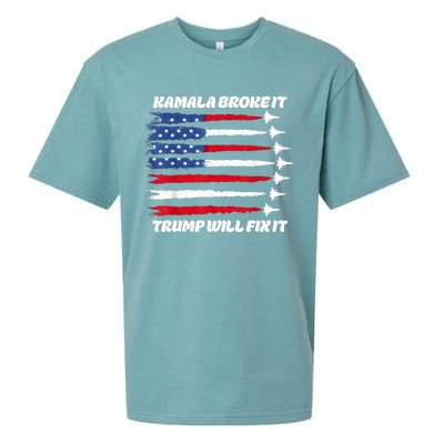 Harris Broke It Trump Will Fix It Kamala Broke It Trump 2024 Sueded Cloud Jersey T-Shirt