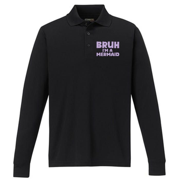 Halloween Bruh IM A Mermaid Performance Long Sleeve Polo