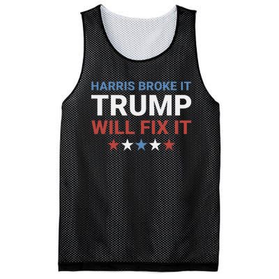 Harris Broke It Trump Will Fix It Kamala Broke It Trump 2024 Mesh Reversible Basketball Jersey Tank