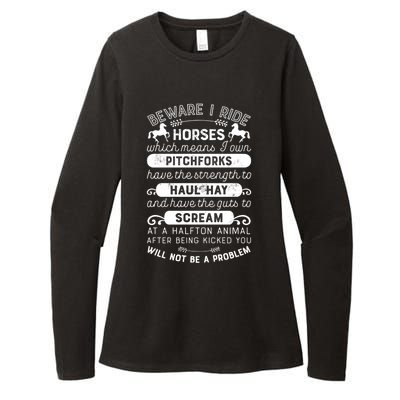 Horse Beware I Ride Horses Equestrian Horseback Riding Gift Womens CVC Long Sleeve Shirt