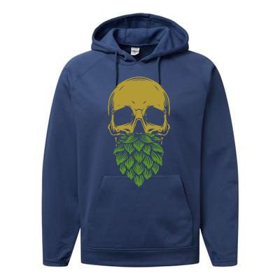 Home Brewing IPA Craft Beer Brewer Skull Hop Beard Performance Fleece Hoodie