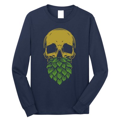 Home Brewing IPA Craft Beer Brewer Skull Hop Beard Long Sleeve Shirt