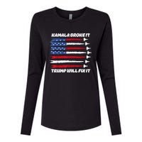 Harris Broke It Trump Will Fix It Kamala Broke It Trump 2024 Womens Cotton Relaxed Long Sleeve T-Shirt