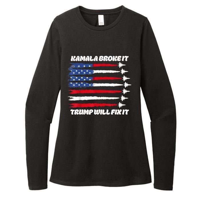 Harris Broke It Trump Will Fix It Kamala Broke It Trump 2024 Womens CVC Long Sleeve Shirt