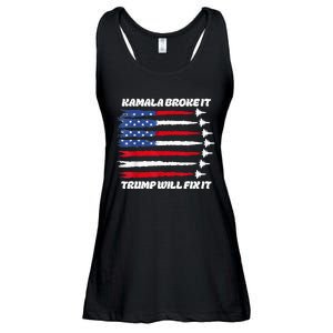 Harris Broke It Trump Will Fix It Kamala Broke It Trump 2024 Ladies Essential Flowy Tank