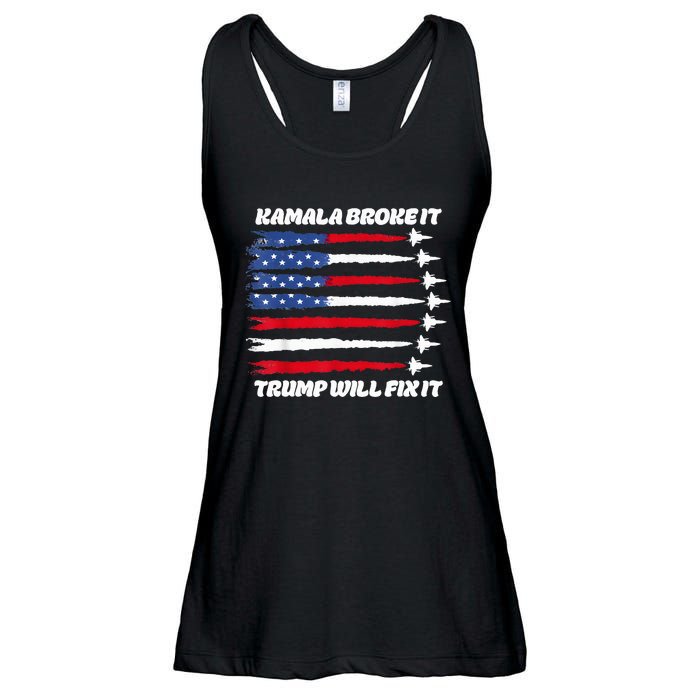 Harris Broke It Trump Will Fix It Kamala Broke It Trump 2024 Ladies Essential Flowy Tank