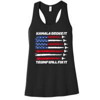 Harris Broke It Trump Will Fix It Kamala Broke It Trump 2024 Women's Racerback Tank