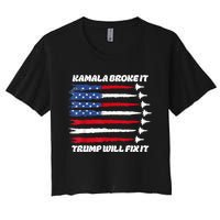 Harris Broke It Trump Will Fix It Kamala Broke It Trump 2024 Women's Crop Top Tee