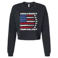 Harris Broke It Trump Will Fix It Kamala Broke It Trump 2024 Cropped Pullover Crew