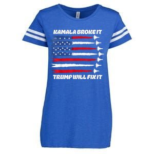 Harris Broke It Trump Will Fix It Kamala Broke It Trump 2024 Enza Ladies Jersey Football T-Shirt