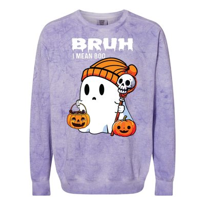 Halloween Bruh I Mean Boo Ghost Funny Colorblast Crewneck Sweatshirt