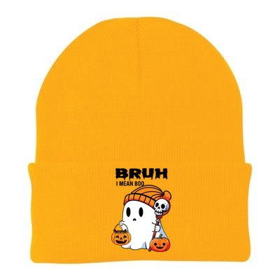 Halloween Bruh I Mean Boo Ghost Funny Knit Cap Winter Beanie