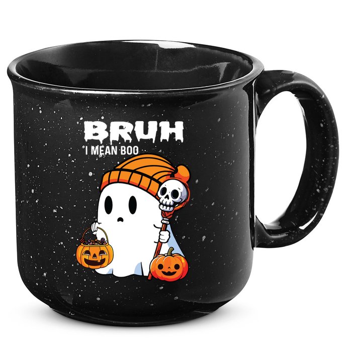 Halloween Bruh I Mean Boo Ghost Funny 15oz Campfire Ceramic Mug