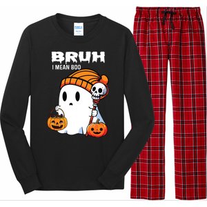 Halloween Bruh I Mean Boo Ghost Funny Long Sleeve Pajama Set