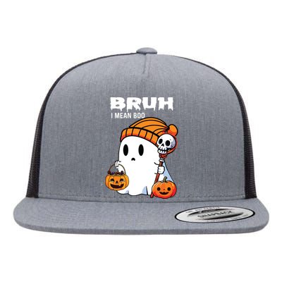 Halloween Bruh I Mean Boo Ghost Funny Flat Bill Trucker Hat