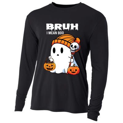 Halloween Bruh I Mean Boo Ghost Funny Cooling Performance Long Sleeve Crew