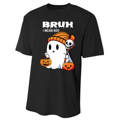 Halloween Bruh I Mean Boo Ghost Funny Performance Sprint T-Shirt