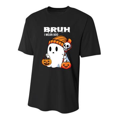 Halloween Bruh I Mean Boo Ghost Funny Youth Performance Sprint T-Shirt