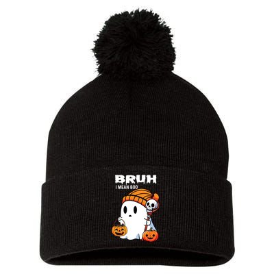 Halloween Bruh I Mean Boo Ghost Funny Pom Pom 12in Knit Beanie