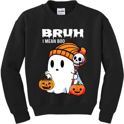 Halloween Bruh I Mean Boo Ghost Funny Kids Sweatshirt