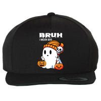 Halloween Bruh I Mean Boo Ghost Funny Wool Snapback Cap