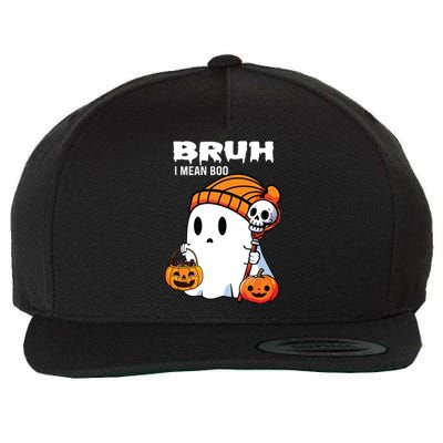 Halloween Bruh I Mean Boo Ghost Funny Wool Snapback Cap